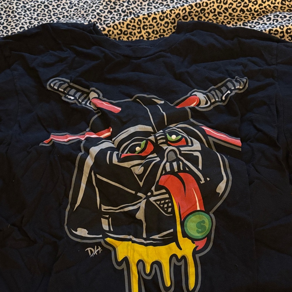 Black Graphic T-Shirt with Colorful Design